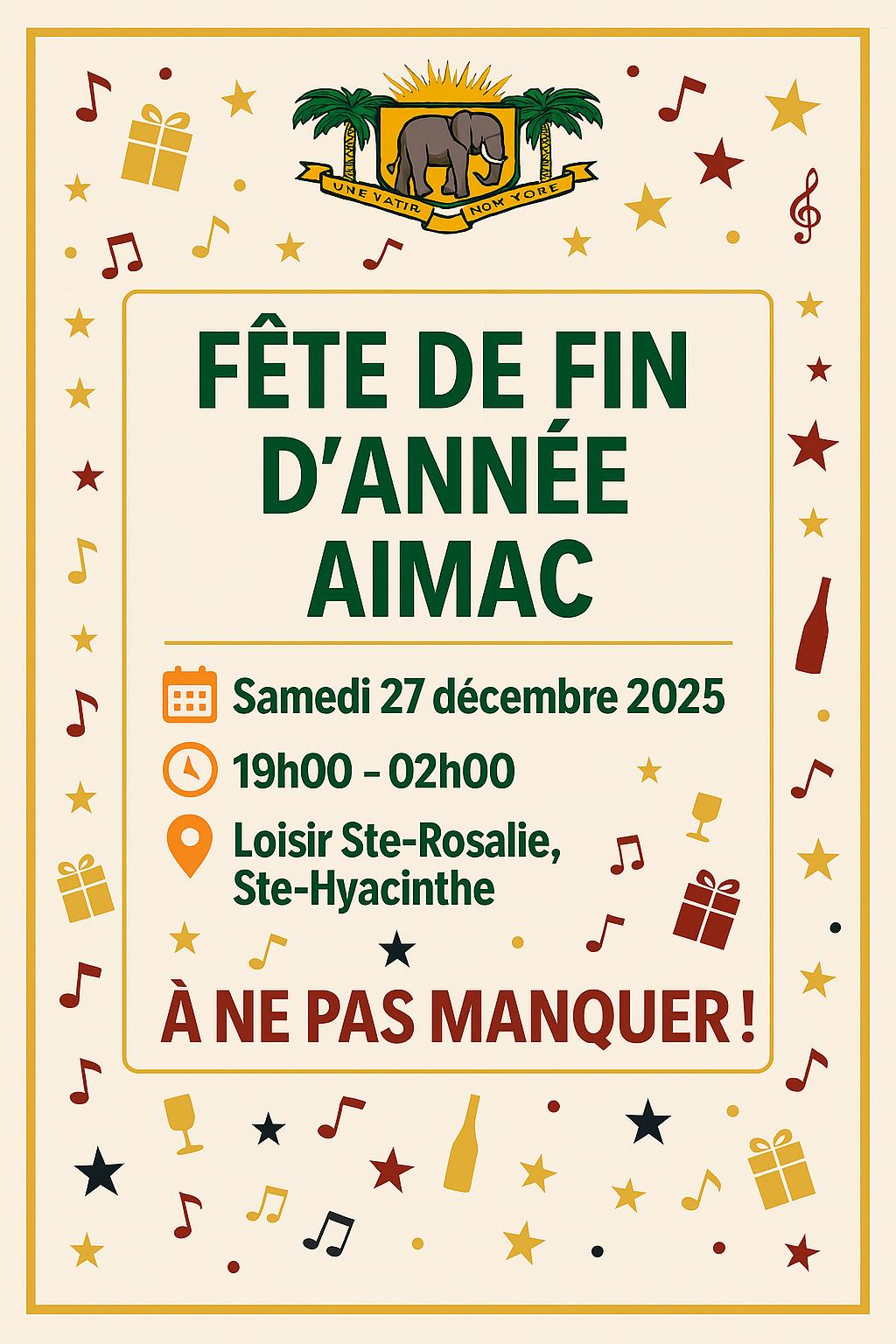 Affiche FÊTE DE FIN D’ANNEE AIMAC 2025